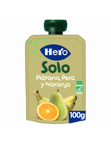 HERO BABY SOLO PLATANO PERA Y NARANJA 1 ENVASE 100 G