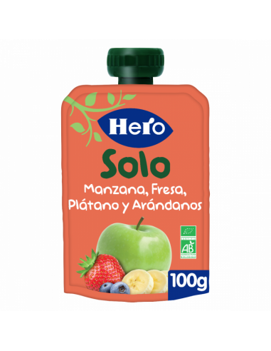 HERO BABY SOLO MANZANA PLATANO FRESA Y ARANDANOS 1 ENVASE 100 G