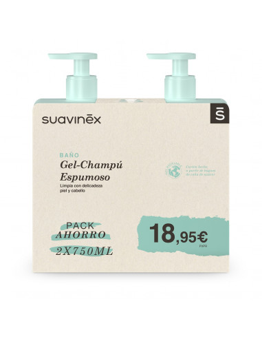 SUAVINEX GEL-CHAMPU ESPUMOSO 2 BOTELLAS 750 ML DUPLO