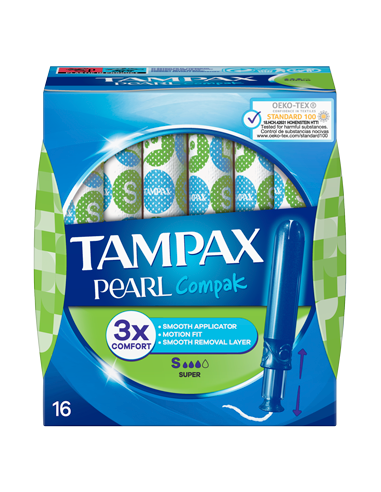 TAMPAX COMPAK PEARL TAMPON 100%ALG 16 SUPER