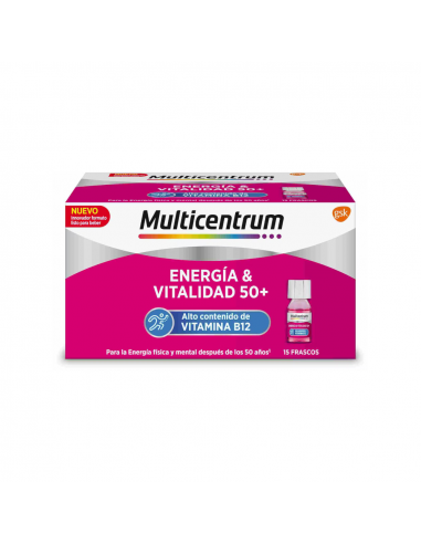 MULTICENTRUM ENERGIA & VITALIDAD 50+ 15 FRASCOS 7 ML SABOR FRAMBUESA