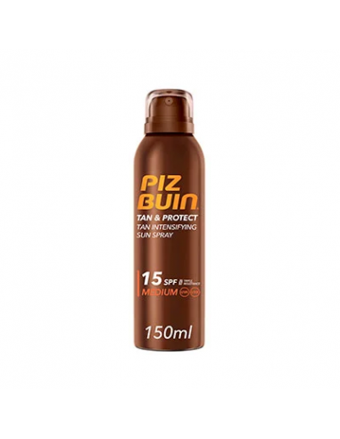 PIZ BUIN TAN & PROTECT FPS 15 PROTECCION MEDIA SPRAY SOLAR INTENSIFICADORA DE BRONCEADO 1 ENVASE 150 ML