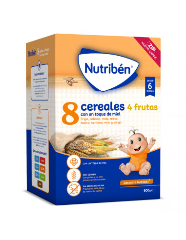 NUTRIBEN 8 CEREALES Y MIEL 4 FRUTAS 1 ENVASE 600 G